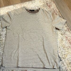 VINCE Striped Short-Sleeve Crewneck